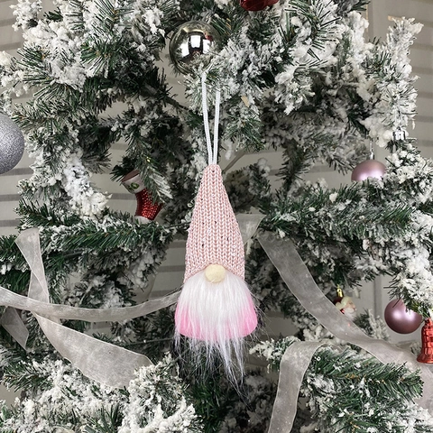 Ornamenti Appesi Gnomo Di Natale Maglia Paillettes Ecopelliccia Nordico Tomte Decorazione Albero
