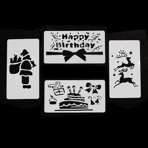 Modèles de Peinture DIY en PET Dessin Animé Noël Anniversaire Pochoirs Évidés Père Noël Renne Décor de Cuisson