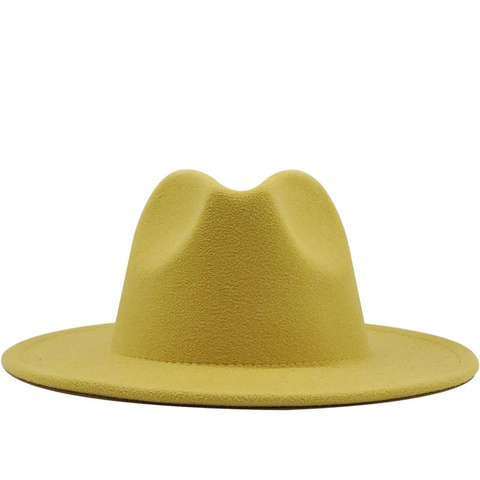 Elegant Wide Brim Fedora Hat Solid Color Wool Felt Jazz Cap Vintage Stylish Accessory For Women And Kids