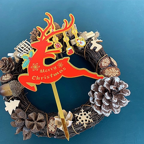 Decorazione Per Torta Buon Natale Acrilico Oro Renna Albero Decoro Per Pasticceria Festiva