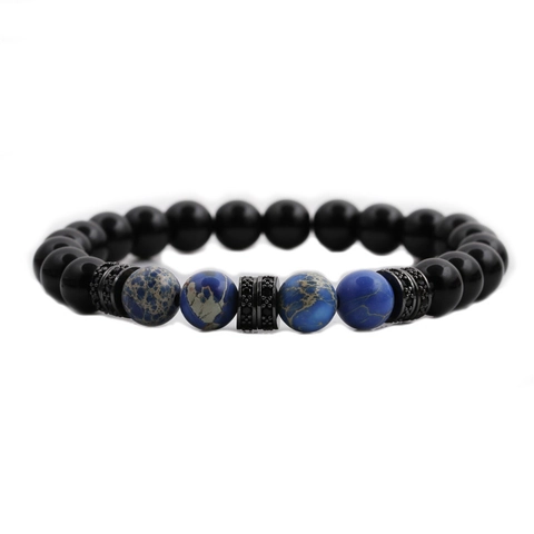 Beaded Bracelet Natural Stone Tiger Eye Emperor Stone Copper Micro Zircon Elastic Rope Jewelry For Men