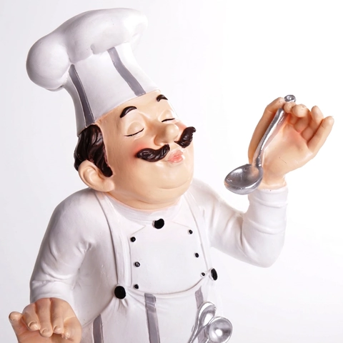 Statuina Di Chef In Resina Statua Di Chef Grasso Decorazione Per Cucina Casa Ristorante Caffè Bar Ornamento Da Tavolo Dipinto A Mano