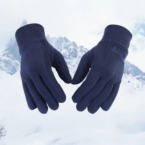 Winter Gloves Polar Fleece Warm Windproof Thickened Touch Screen Outdoor Cycling Hiking Daily Wear Unisex Embroidered