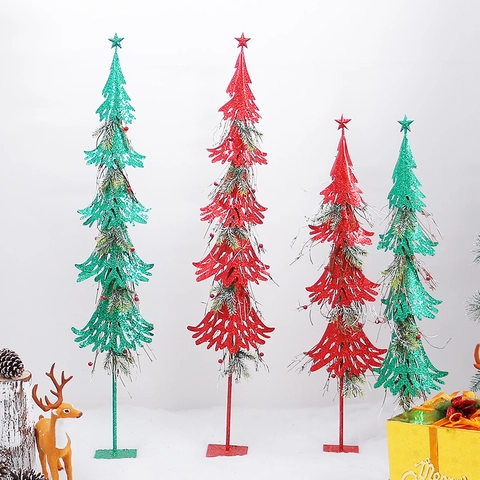 Ornamenti Per Alberi Di Natale In Ferro Creativo Con Stella Glitter Metallo Cavo Display Per Centro Commerciale Hotel Decorazione