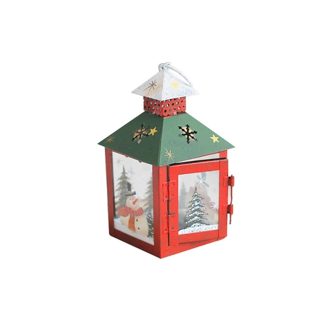 Weihnachts Deko Laterne Metall Eisen Glas LED Kerzenhalter Vintage Windlicht Tischdeko Weihnachtsmann Schneemann Festlich