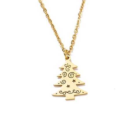 Collana Con Pendente Albero Di Natale Acciaio Inossidabile Stella Cava Gioielli Festivi Per Uomo Donna
