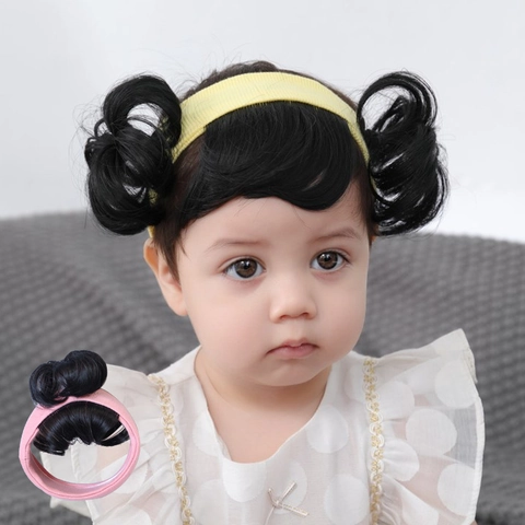Diadema Para Bebé Niña Con Moños De Pelo Sintético Linda Banda Para El Pelo Con Peluca Rizada Accesorios Para El Cabello De Tela Elástica