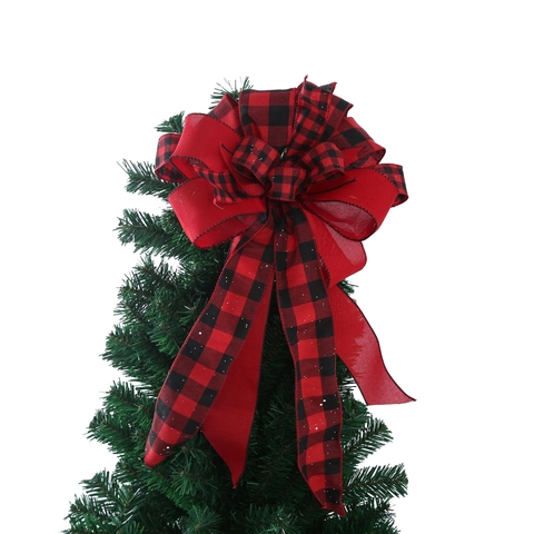 Lazo Grande Para Cima De Árbol De Navidad Cuadros Brillo Decorativo Rústico Adorno Colgante Hecho A Mano Tela