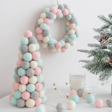 Kerst Wolvilt Versieringen Noords Handgemaakt Boom Krans Bal String Voor Vakantie Feest Huis Decoratie