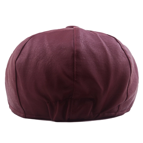 Schirmmütze PU Leder Retro Achteckiger Hut Winddicht Warm Gestepptes Futter Flache Ivy Cabbie Mütze Für Herren Und Damen
