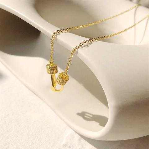Collana con Fibbia a Ferro di Cavallo in Argento Sterling 925 per Donna Pendente a U con Strass Catena Geometrica Gioielli Minimalisti