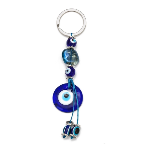 Portachiavi Malocchio Blu in Lega Di Zinco Mano Di Fatima Ciondolo Per Borsa Con Perline Portachiavi Per Auto Regalo Donna Uomo