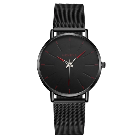 Men Quartz Watch Fashion Minimalist Wristwatch With Metal Mesh Strap Round Analog Dial Classic Simple Style Accessory