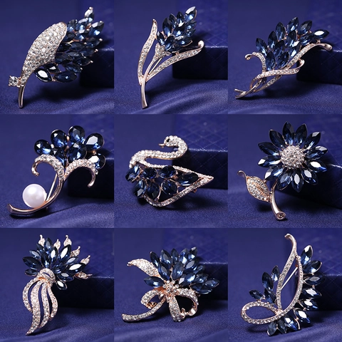 Spilla In Lega Con Strass In Vetro Di Cristallo E Perla Artificial Fiore Piuma Cigno Forma Accessorio Moda Per Donna