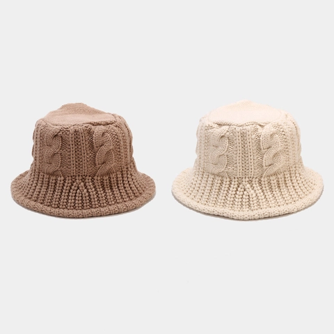 Sombrero de Pescador de Punto Trenzado para Mujer Cálido Invierno Acrílico Grueso Color Sólido Sombrero de Lavabo Casual Suave Exterior