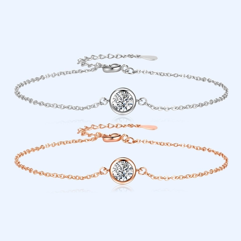 Elegant White Copper Moissanite Bubble Bracelet For Women Sparkling Zirconia Adjustable Chain Jewelry Rose Gold Silver Plated Gift