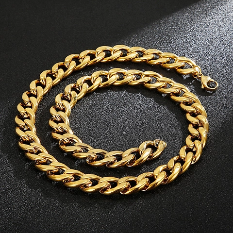 Collana A Catena A Maglia Cubana Acciaio Inossidabile 304 Spessa Stile Hip Hop Punk Gioielli Di Moda Per Uomini Con Chiusura A Aragosta