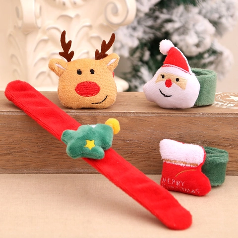 Braccialetti Slap Di Natale Peluche Flanella Bracciale A Scatto Morbido Babbo Natale Renna Regali Di Festa Per Bambini Arredo