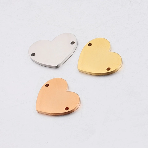 Connettore Pendente A Cuore Acciaio Inossidabile 304 Lucidato A Specchio Doppio Foro Per Creazione Gioielli DIY