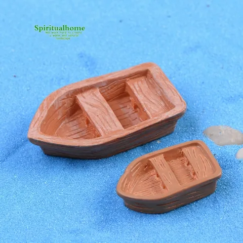 Miniatuur Boot Ornament Hars Houttextuur Micro Landschap DIY Feeëntuin Terrarium Decor Bureau Ambachten Bruin