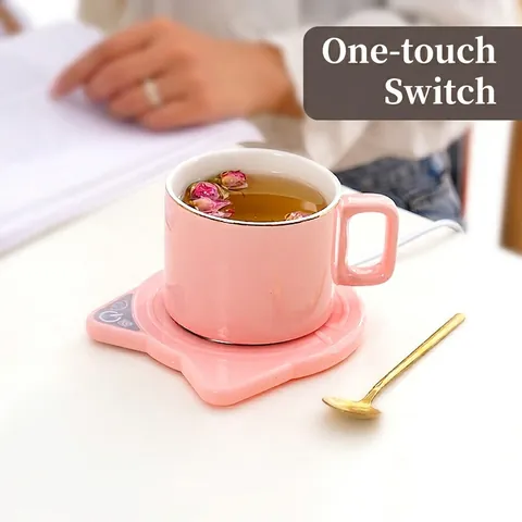 Calentador De Tazas Eléctrico Para Café Leche Té Forma De Gato Almohadilla De Temperatura Constante Portátil