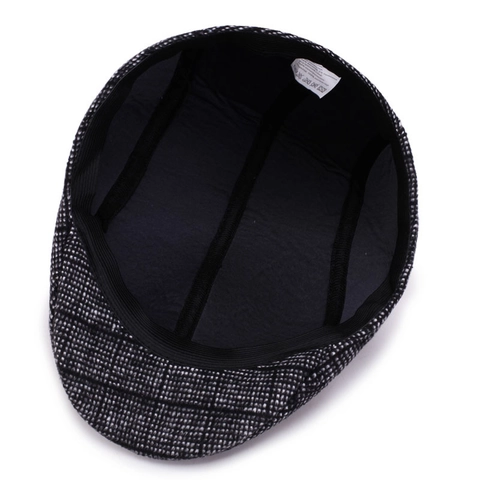Men Flat Cap Vintage Newsboy Hat Polyester Wool Blend Plaid Herringbone Pattern Warm Outdoor Autumn Winter Accessories