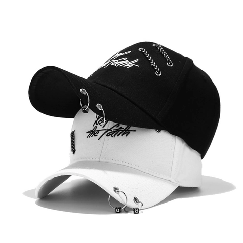 Cappello Da Baseball Streetwear Ricamo Keep The Faith Cotone Cappello Sole Con Anelli Di Metallo E Catena Uomo Donna