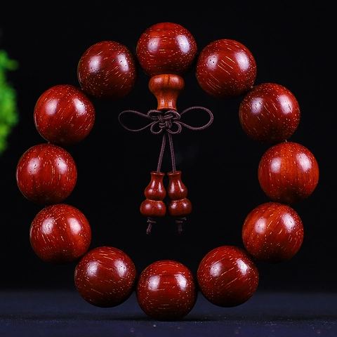 Armband Aus Brasilianischem Palisander Natürliche Rote Holzperlen Buddhistische Gebetskette Ethnischer Stil Unisex Zen Schmuck