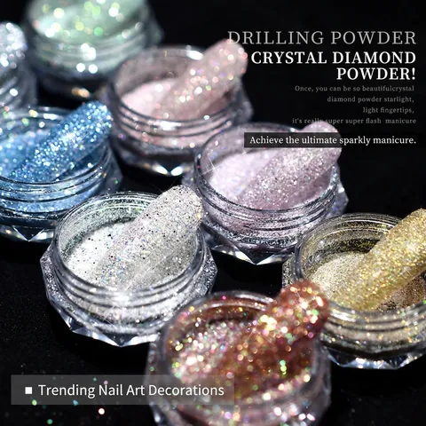 Polvere Glitter Per Unghie In Diamante Di Cristallo Polvere Fine Scintillante Riflettente Decorazione Per Manicure