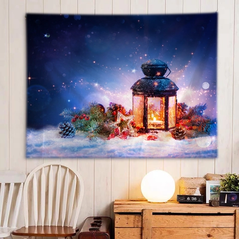 Tapiz De Pared De Navidad Poliéster Impresión Digital Fondo De Vacaciones De Invierno Muñeco De Nieve Papá Noel Decoración Hogar