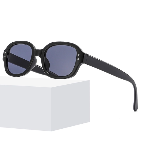 Retro Oval Rahmen Sonnenbrille UV400 Schutz Vintage PC Rahmen AC Linse Nieten Dekor Mode Streetwear Brillen Für Damen Herren