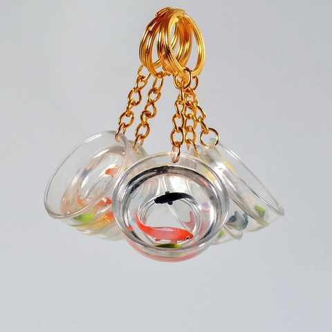 Portachiavi Creativo Acquario Koi Resina Ciotola Miniatura 3D Pesci Ciondolo Borsa Portafortuna Regalo