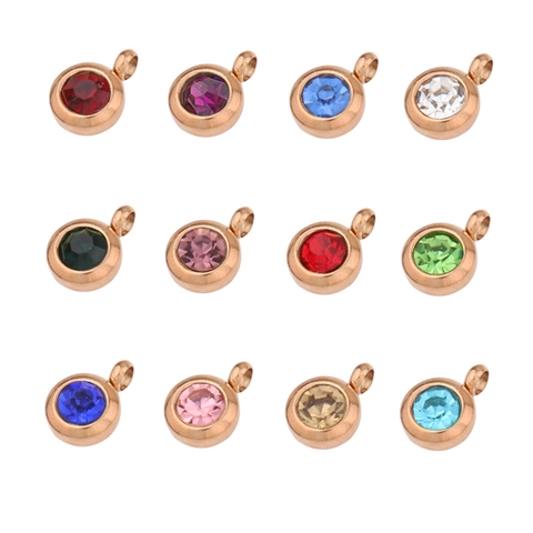 Colgantes De Piedra De Nacimiento De Acero Inoxidable Con Circonita Para Fabricación De Joyas Accesorios DIY