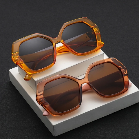 Modische Sechseck Sonnenbrille Mit Großem Rahmen UV400 Schutz PC Rahmen Polygon Retro Outdoor Street Style Brillen