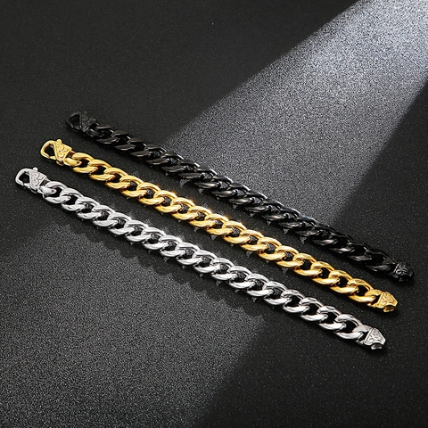 Collar Y Pulsera De Eslabones Cubanos Acero Inoxidable 316L Chapado En Oro 18K Hebilla Grabada Joyería Hip Hop Punk Para Hombres Mujeres