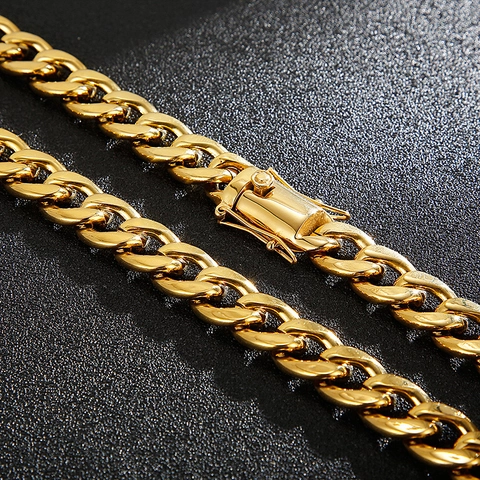 Collana E Bracciale A Catena Cubana In Acciaio Inossidabile Da Uomo Hip Hop Streetwear Gioielli Geometrici