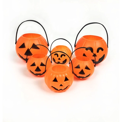 Mini Halloween Kürbis Süßigkeiten Eimer Kunststoff Tragbare Jack-O-Lantern Töpfe Für Party Dekoration Kinder Geschenke