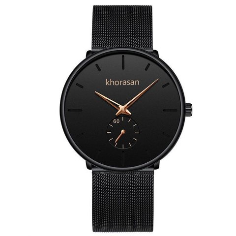 Minimalist Quartz Watch Analog Display Stainless Steel Mesh Band Leather Strap Business Fashion For Men
