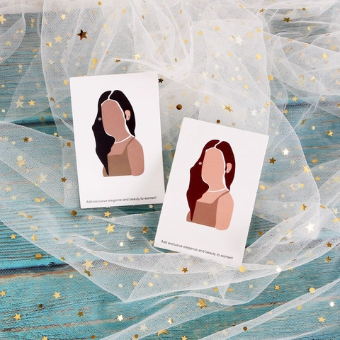 Jewelry Display Cards Earring Necklace Packaging Tags Art Paper Fashion Female Illustration Design
