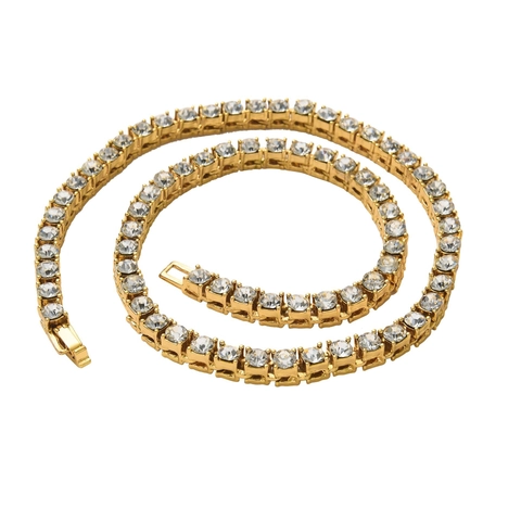 Collana a Catena Tennis Hip Hop in Lega con Zirconia Cubica Iced Out per Uomo Donna Gioielli di Moda Streetwear Regalo