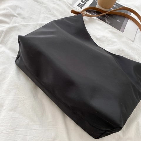 Borsa Tote Minimalista Grande Capacità Nylon Tela Contrasto Tracolla Regolabile Borsa Hobo Versatile Da Donna