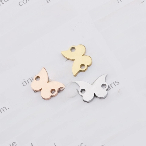 Schmetterling Anhänger 304 Edelstahl Doppel Loch Verbinder DIY Schmuckherstellung Spiegel Poliert Minimalistisch Charm