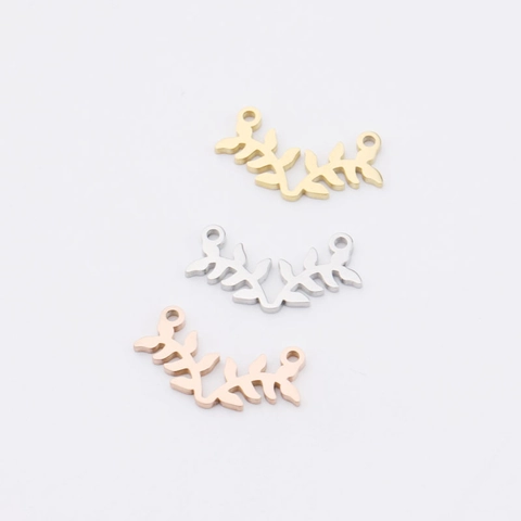 Leaf Branch Charm Connectors 304 Stainless Steel Mirror Polished For DIY Necklace Bracelet Making Findings Jewelry Accessories