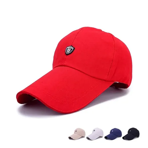 Unisex Long Extended Brim Baseball Cap Cotton Canvas Sunshade Outdoor Sport Casual Adjustable Retro Shield Logo 55 Hat