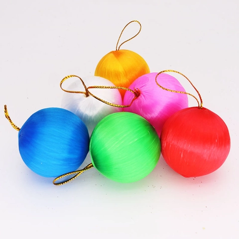 Palline Di Natale In Plastica Schiuma Avvolte Con Filo Di Raso Decorazioni Appese Colorate Arredamento Festa