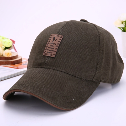 Baseballkappe Twill Baumwolle Verstellbar Lederpatch Sonnenhut Outdoor Sport Casual Golf Für Herren Damen