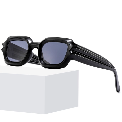 Modische Eckige Sonnenbrille UV400 Schutz PC Rahmen AC Linse Punk Stil Geometrischer Dicker Rahmen Für Draußen