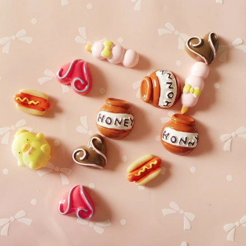 Resin Flatback Cabochons Simulation Food Cartoon Animal DIY Charms For Phone Case Hair Accessories Crafts Scrapbooking Kawaii