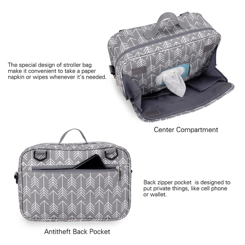 Bolsa Organizadora Para Cochecito Bolso De Pañales Impermeable Con Portabotellas Aislado Y Bolsillo Para Toallitas
