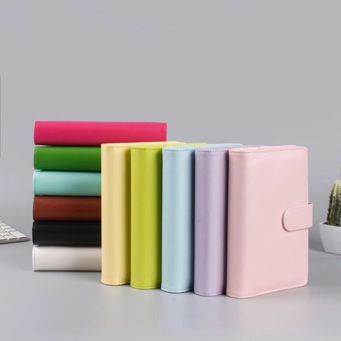 Cuaderno De Hojas Sueltas Cubierta De Cuero PU Carpeta De Anillas Diario Recargable Planificador Color Macarrón